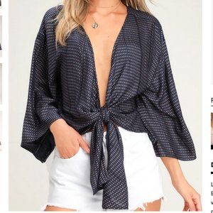 Navy & Gold Tie-Front Top SOLD OUT!